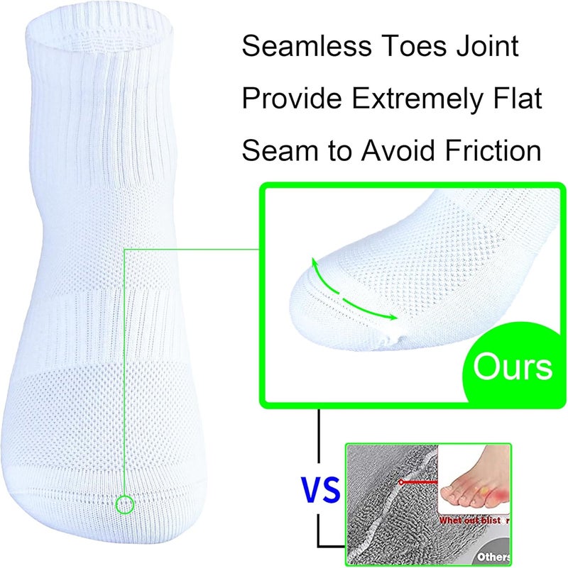 WindCrosser Womens Anti Odor Blister Proof Seamless Breathable Cotton Thin Quarter Crew/Ankle Daily Socks, Size 6-10 - Image 5